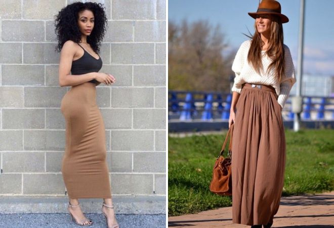 коричневые юбки в пол