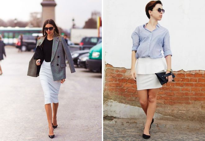 женская белая юбка-карандаш