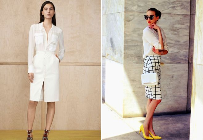 женская белая юбка-карандаш