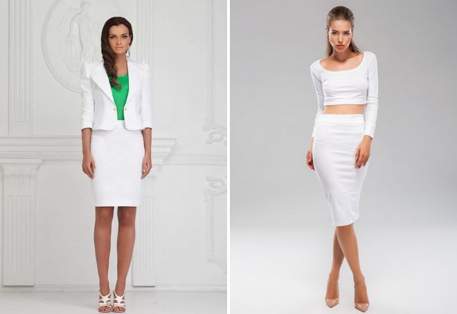 белый костюм с юбкой карандаш