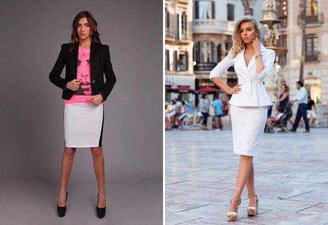 пиджак с белой юбкой карандаш