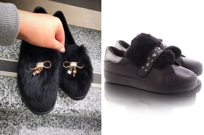 черные слипоны с мехом черные слипоны с мехом