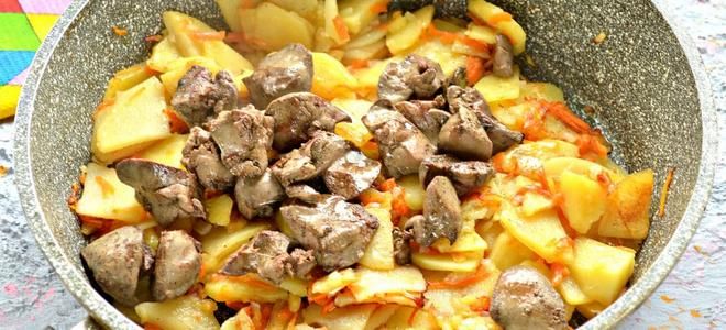 куриная печень с картошкой на сковороде куриная печень с картошкой на сковороде