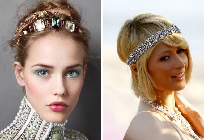 прическа с ободком из камней прическа с ободком из камней