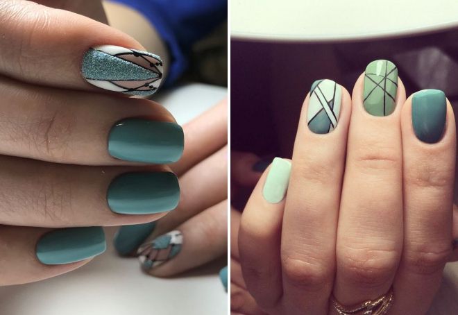 зеленый маникюр геометрия зеленый маникюр геометрия