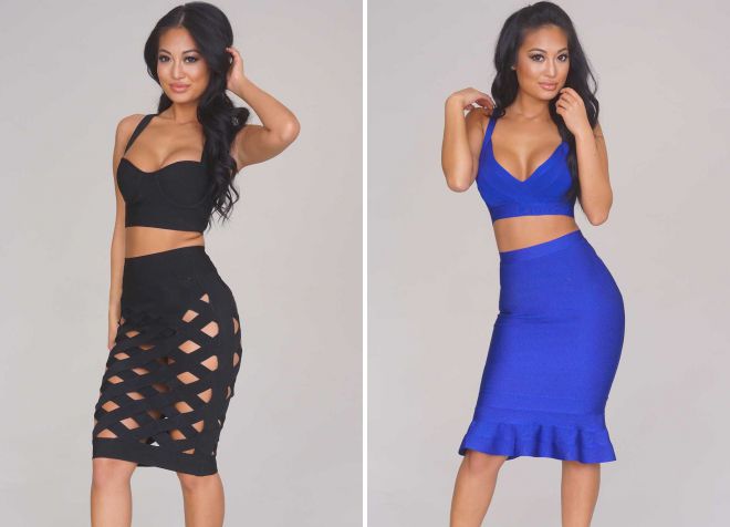 бандажный костюм юбка и топ бандажный костюм юбка и топ