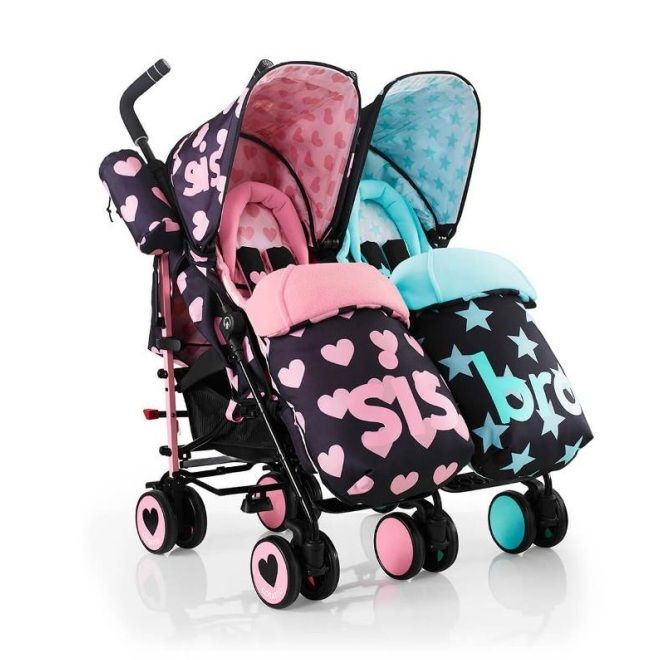 Коляска для двойняшек мальчика и девочки Коляска для двойняшек мальчика и девочки
