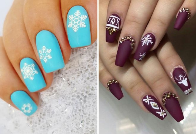 матовый дизайн ногтей со снежинками матовый дизайн ногтей со снежинками