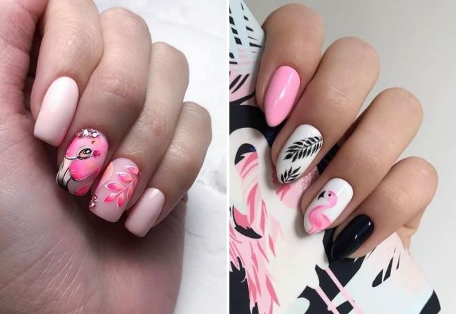 рисунок фламинго на ногтях рисунок фламинго на ногтях