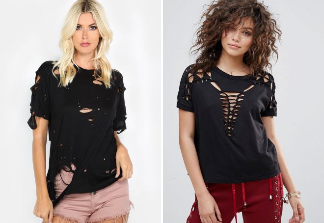 рваная черная футболка рваная черная футболка