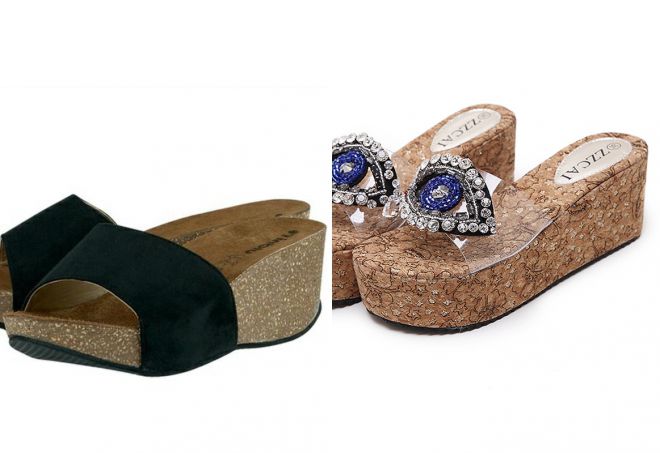 шлепки на пробковой платформе шлепки на пробковой платформе