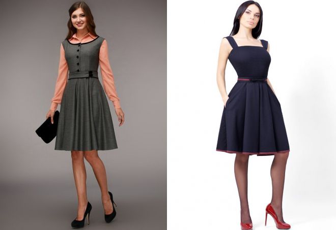 деловой сарафан с юбкой в складку деловой сарафан с юбкой в складку