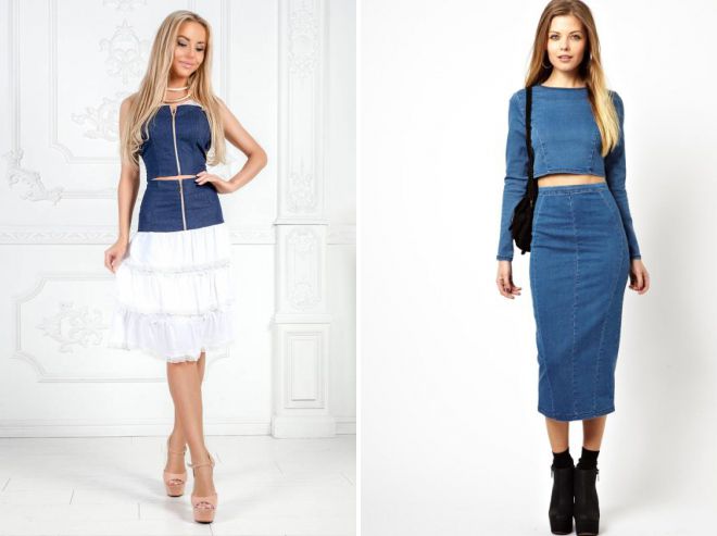 джинсовая юбка и топ джинсовая юбка и топ