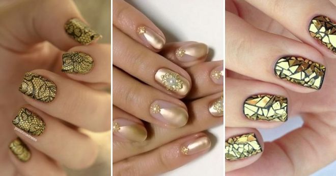 Идеи золотистого маникюра Идеи золотистого маникюра