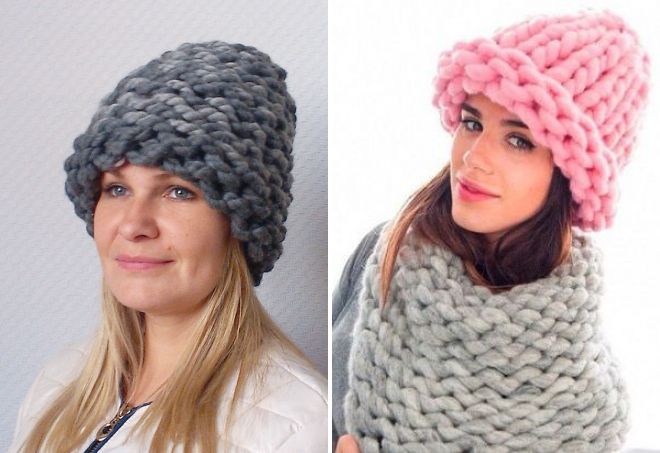 модные вязаные шапки из толстой пряжи модные вязаные шапки из толстой пряжи