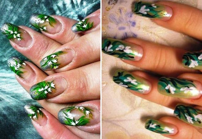 прозрачный маникюр с подснежниками прозрачный маникюр с подснежниками