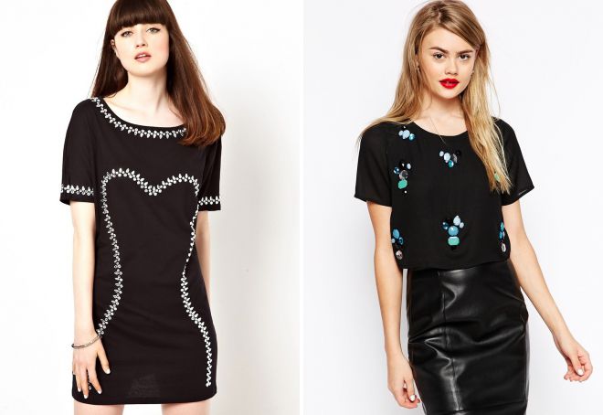 черная футболка со стразами черная футболка со стразами