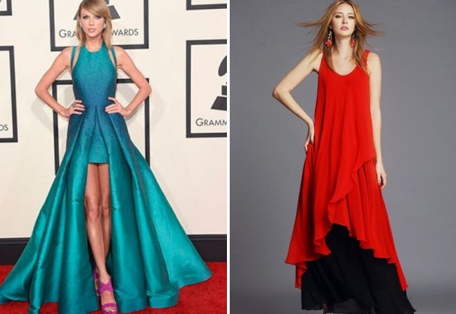 длинные асимметричные платья