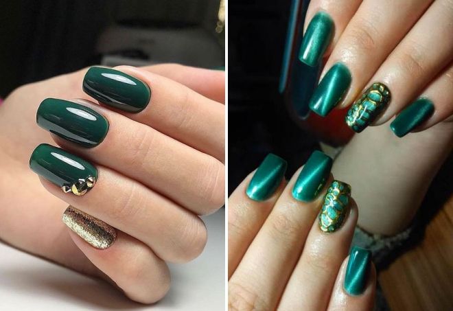 маникюр зеленый с золотом маникюр зеленый с золотом