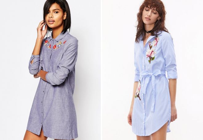 платье рубашка с вышивкой платье рубашка с вышивкой