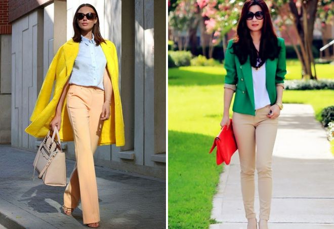 с чем носить бежевые брюки с чем носить бежевые брюки