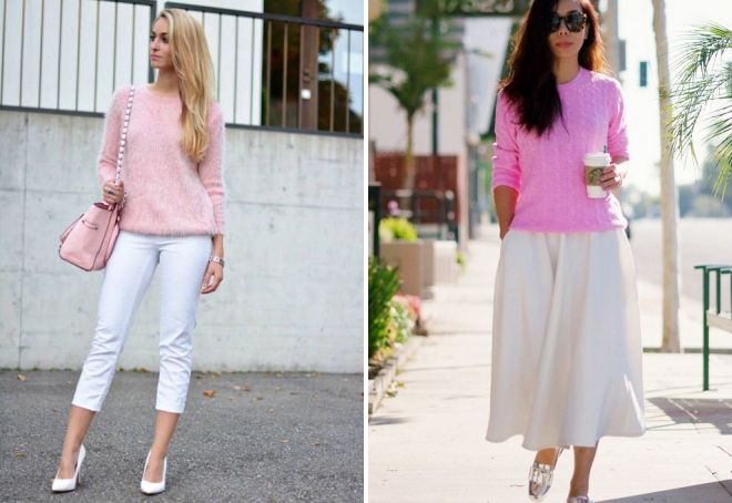 с чем носить розовый свитер с чем носить розовый свитер