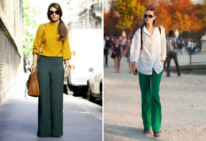 с чем носить зеленые брюки клеш с чем носить зеленые брюки клеш