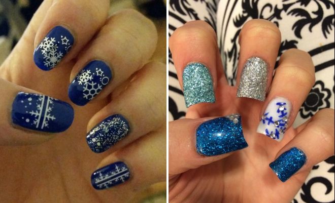синий дизайн ногтей со снежинками синий дизайн ногтей со снежинками