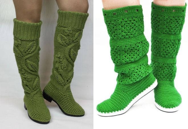 вязаные зеленые сапоги вязаные зеленые сапоги