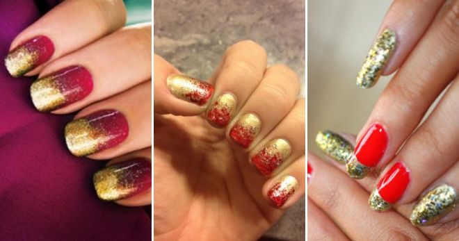 Красно-золотистый маникюр Красно-золотистый маникюр