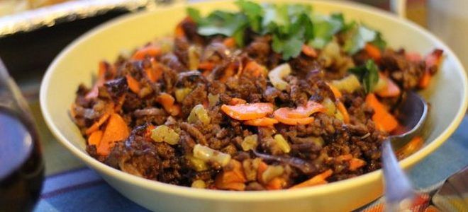 свиной фарш с овощами на сковороде свиной фарш с овощами на сковороде