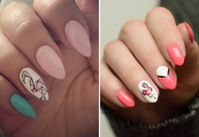 фламинго геометрия на ногтях фламинго геометрия на ногтях