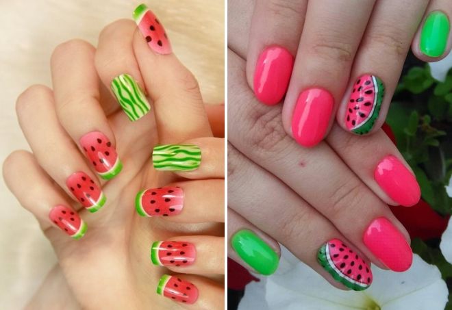рисунок на ногтях арбуз рисунок на ногтях арбуз