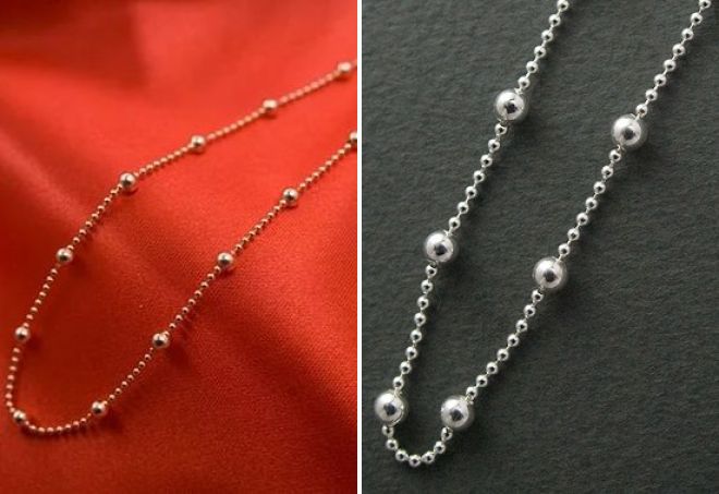 серебряная цепочка с шариками серебряная цепочка с шариками