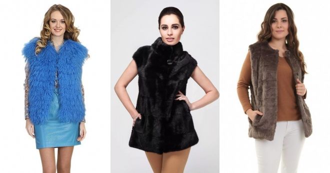 Короткий меховой жилет до бедра Короткий меховой жилет до бедра