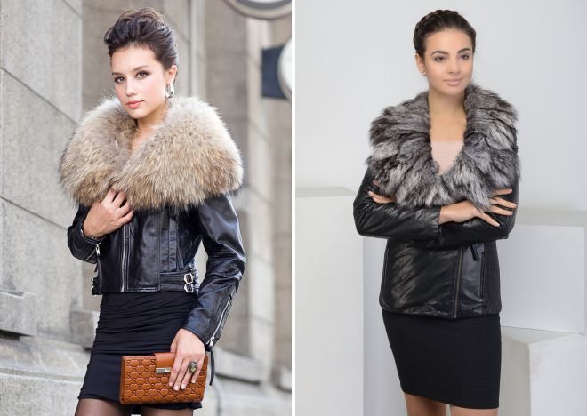 кожаная куртка с меховым воротником кожаная куртка с меховым воротником