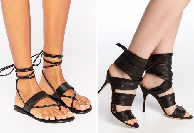 кожаные босоножки на завязках кожаные босоножки на завязках