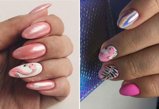 маникюр с фламинго и втиркой маникюр с фламинго и втиркой
