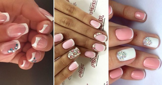Идеи маникюра френч со стразами Идеи маникюра френч со стразами