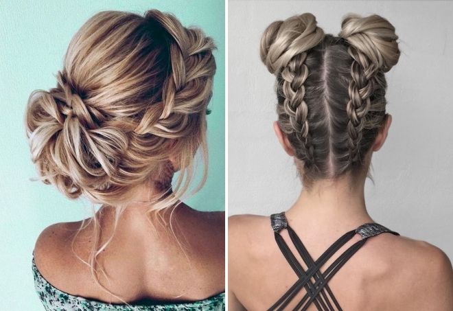 красивые пучки с косами красивые пучки с косами