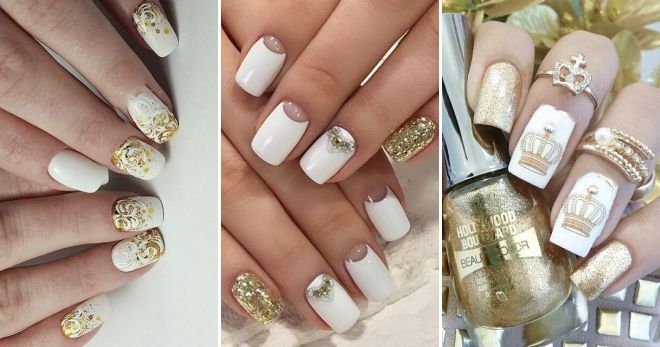 Бело-золотистый маникюр Бело-золотистый маникюр