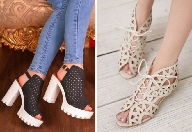 босоножки из перфорированной кожи босоножки из перфорированной кожи