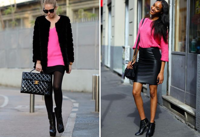 розовый свитер с черной юбкой розовый свитер с черной юбкой