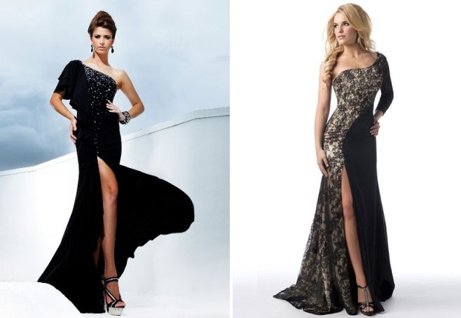 асимметричное вечернее платье