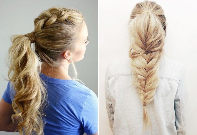 красивый хвост с косой красивый хвост с косой