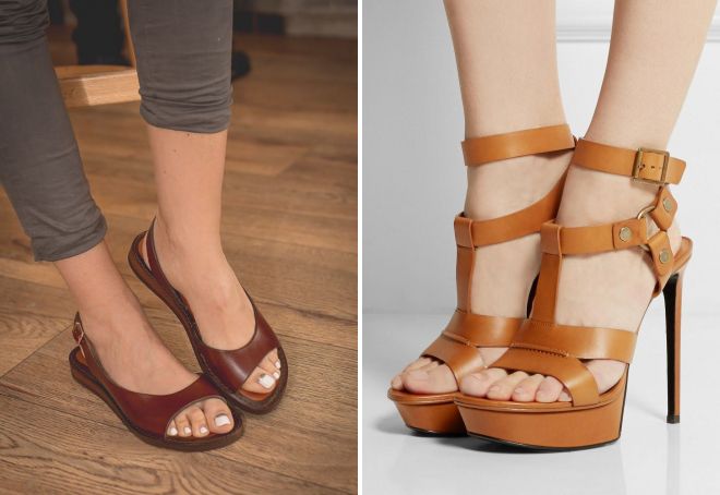 коричневые кожаные босоножки коричневые кожаные босоножки