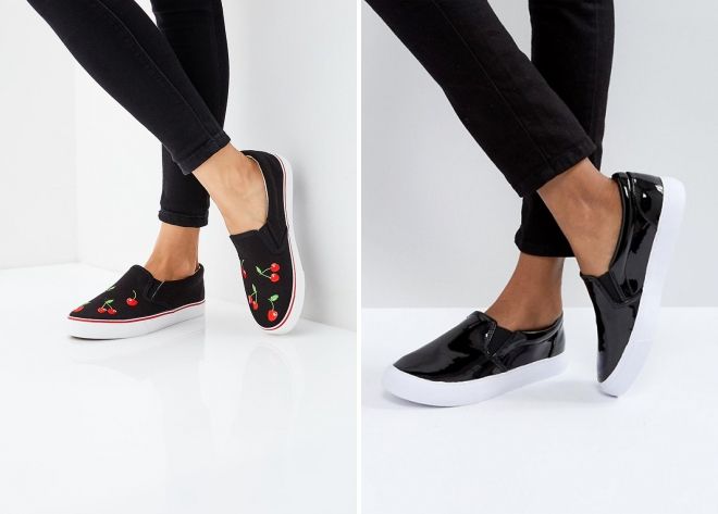 женские черные слипоны женские черные слипоны