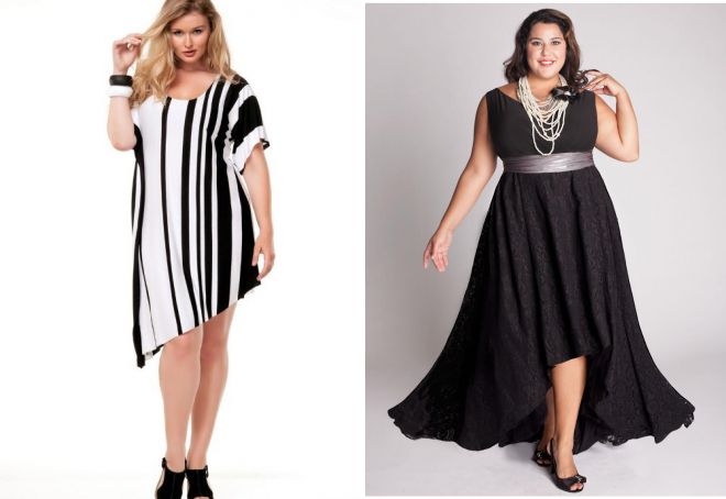 асимметричное платье для полных