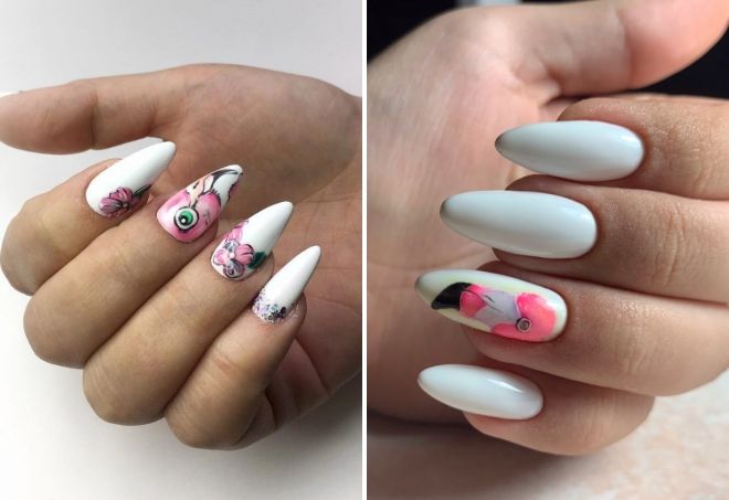 белый маникюр с фламинго белый маникюр с фламинго