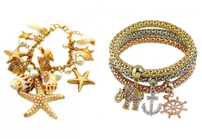 женские золотые браслеты с подвесками на руку женские золотые браслеты с подвесками на руку